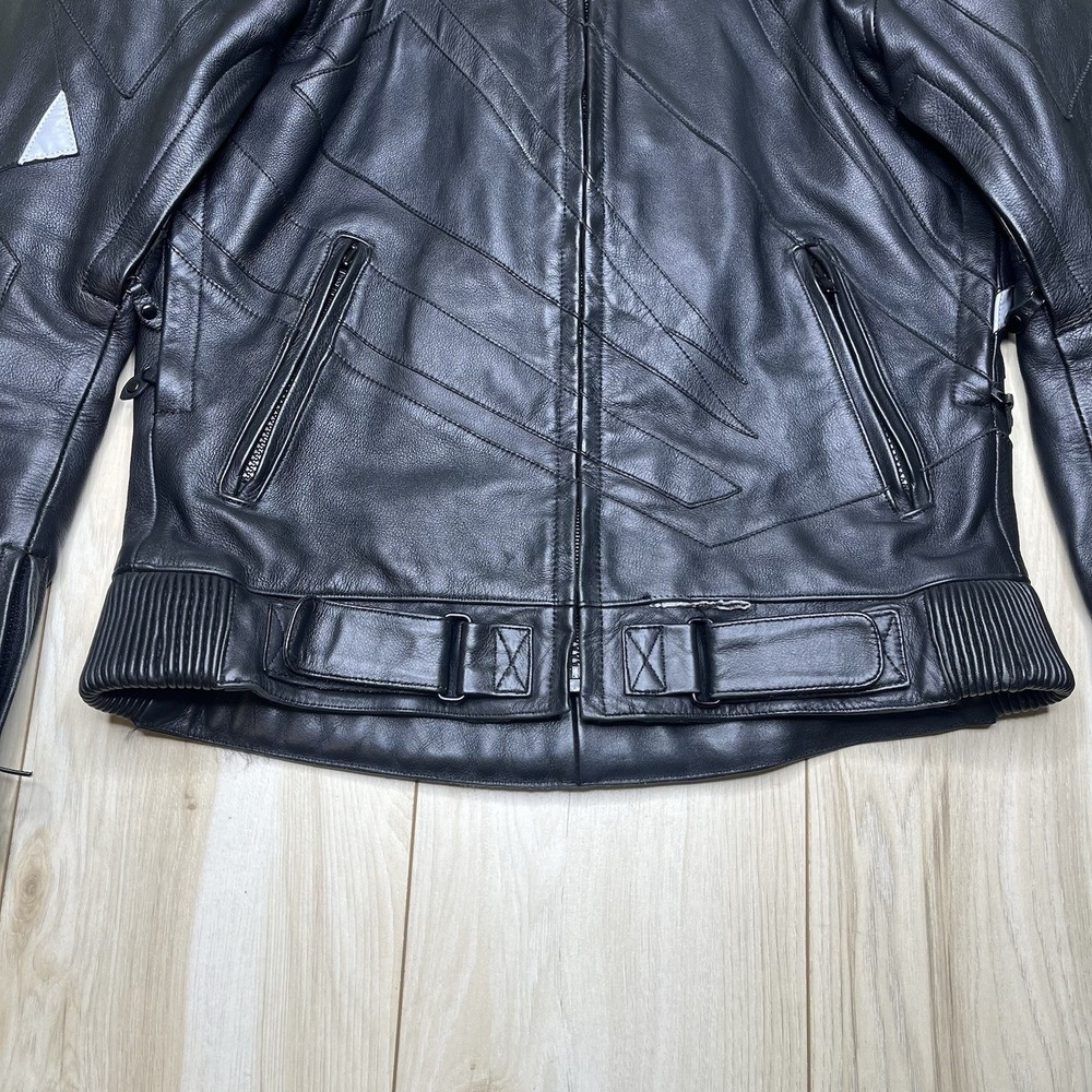 HJC leather Motor Cycle Jacket Cirotech Riding Gear Scotchlite 3M Size 42 - Picture 4 of 16